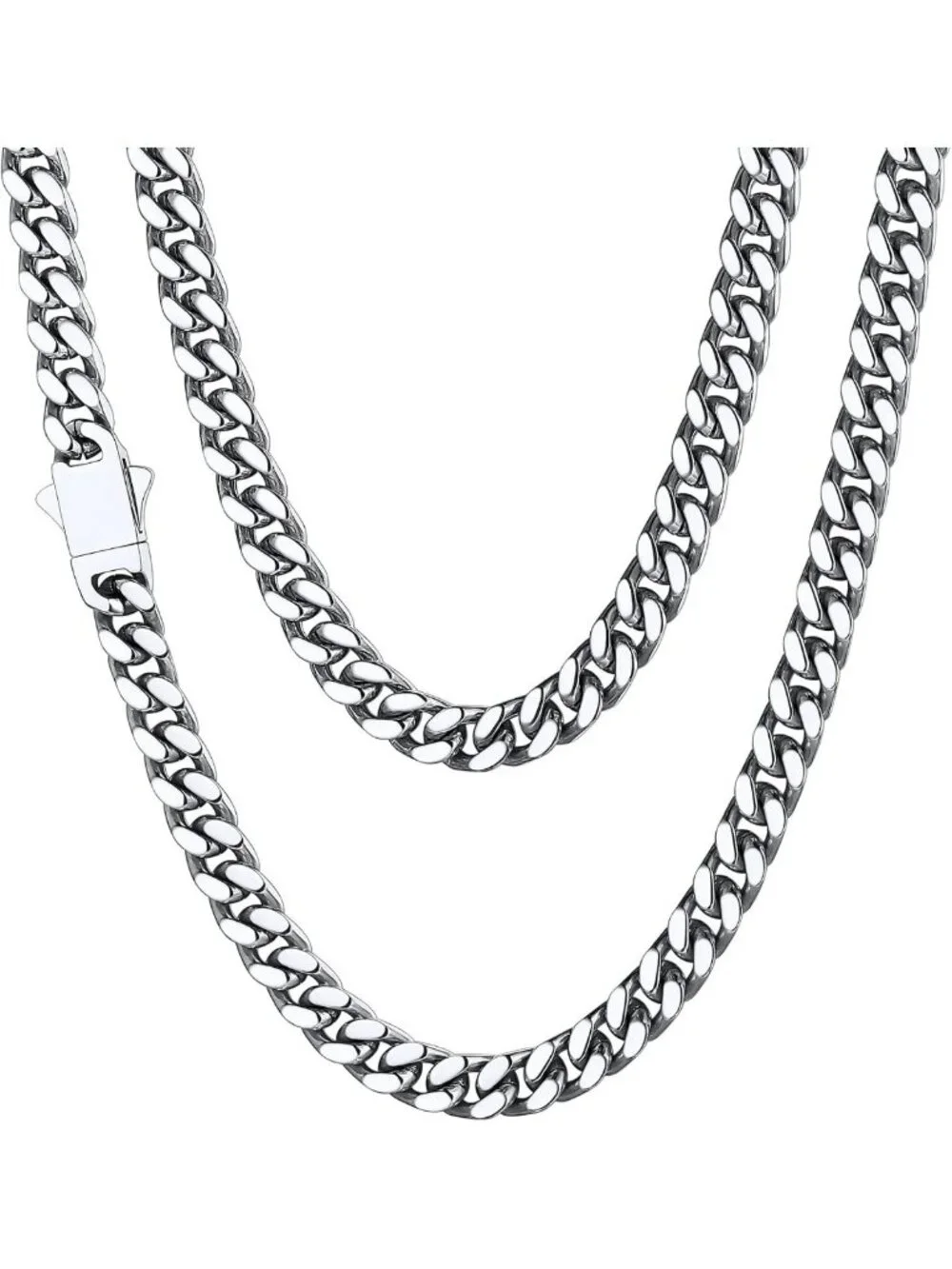 Durable Stainless Steel Cuban Link Chain Necklace for Men, Gold Plated, Gift Box